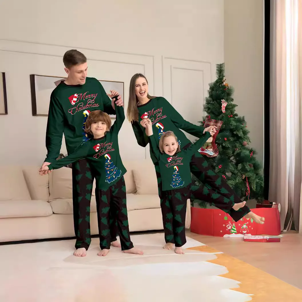 Europe and the United States Christmas tree long-sleeved home clothes  play parent-child clothing holiday mother-daughter