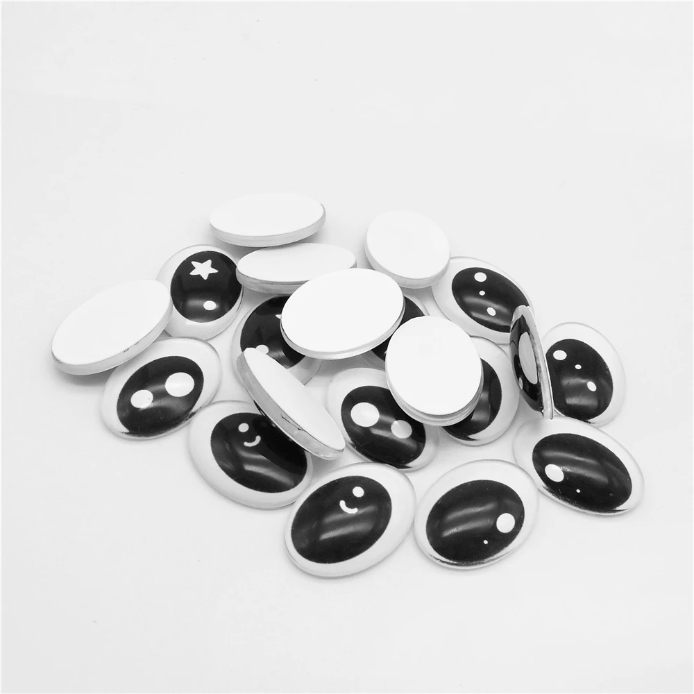 2/6/10pairs Cute Bear Eyes Flat Back Glass Eye Cabochons Oval Animal Toy Eyes Plush Doll Making Accessory DIY Jewelry Supplies