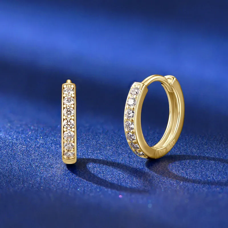 Lnngy 10K Solid Gold Hoop Earrings Certified 0.14CTTW Moissanite Circle Earring For Couples Lovers' Wedding Jewely Gift - view 5