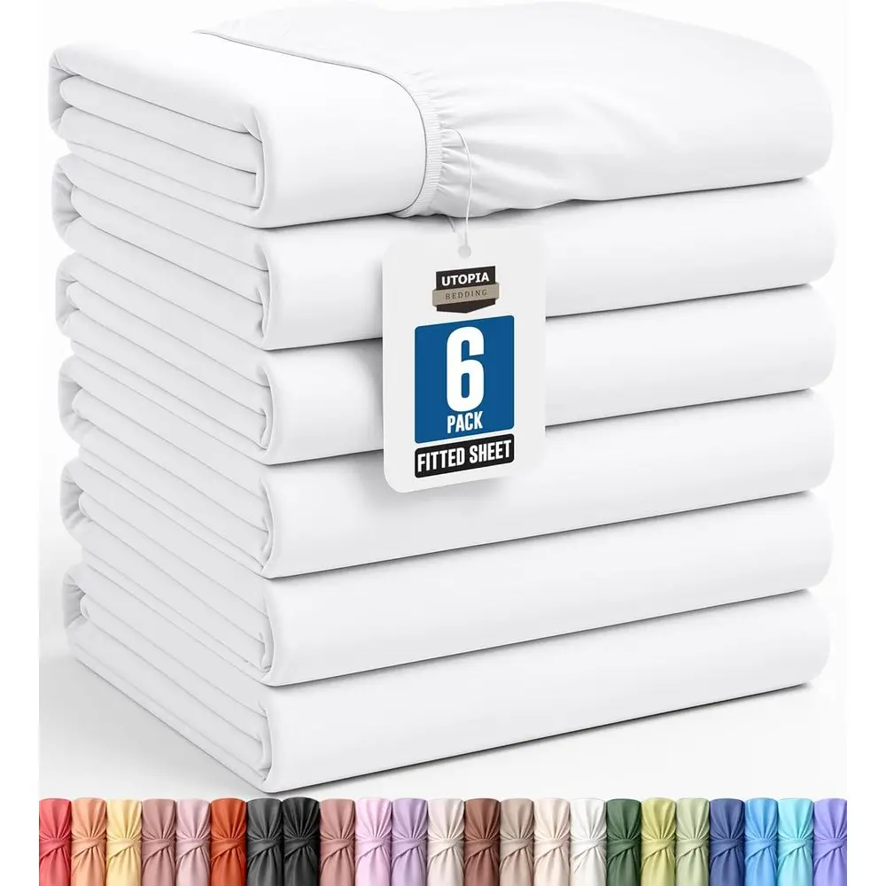 

King Size 6-Piece Brushed Microfiber Bottom Sheets Set - Deep Pockets, Wrinkle & Fade Resistant, Easy Care (White)