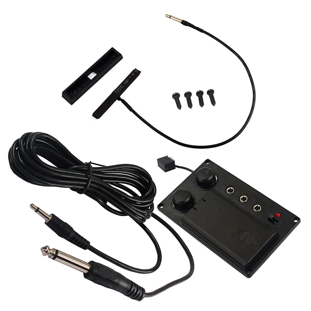 1 Set Violin Equalizer Mute Preamp Pickup EQ with Piezo Electric Violin Accessory DIY with Plug Hole Output Cable