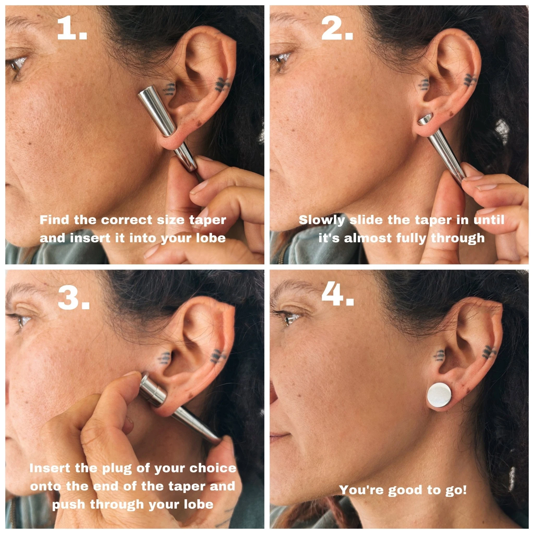 1PC G23 Titanium Concave Taper Expander Stretching Ear Taper Concave Ear Taper Professional Insertion Pins Piercing Body Jewelry