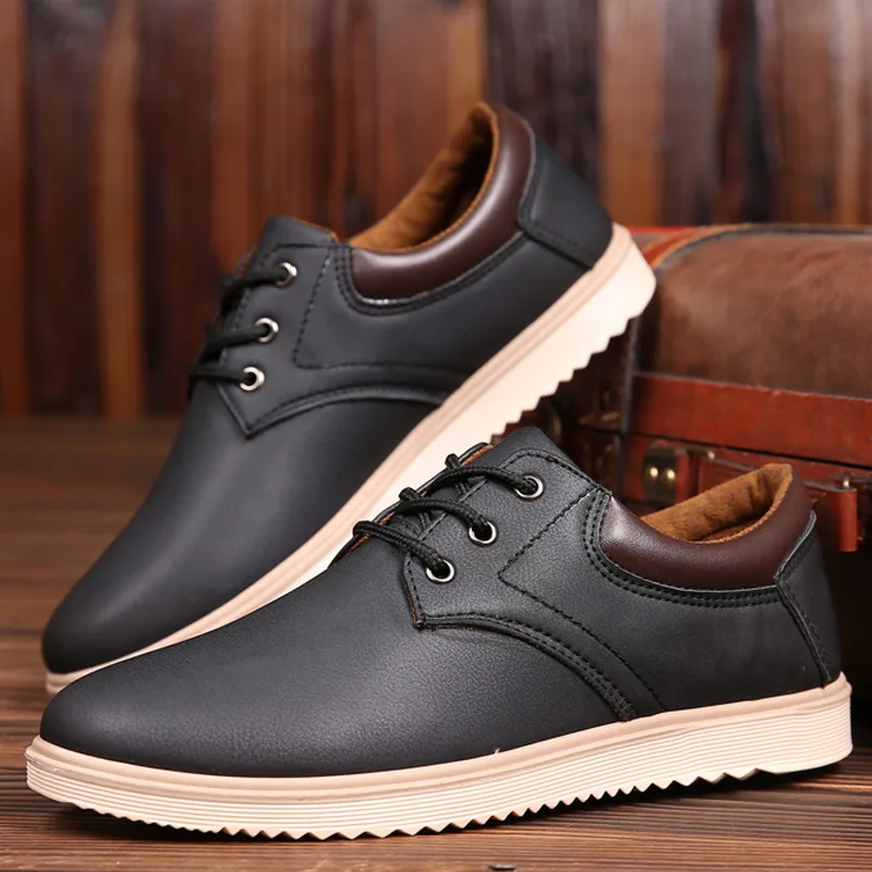 

Men Leather Lace Up Casual Shoes Non Slip Lightweight Sneakers Comfortable Soft Sole Dress Shoes Work Office Wear Best Sellers