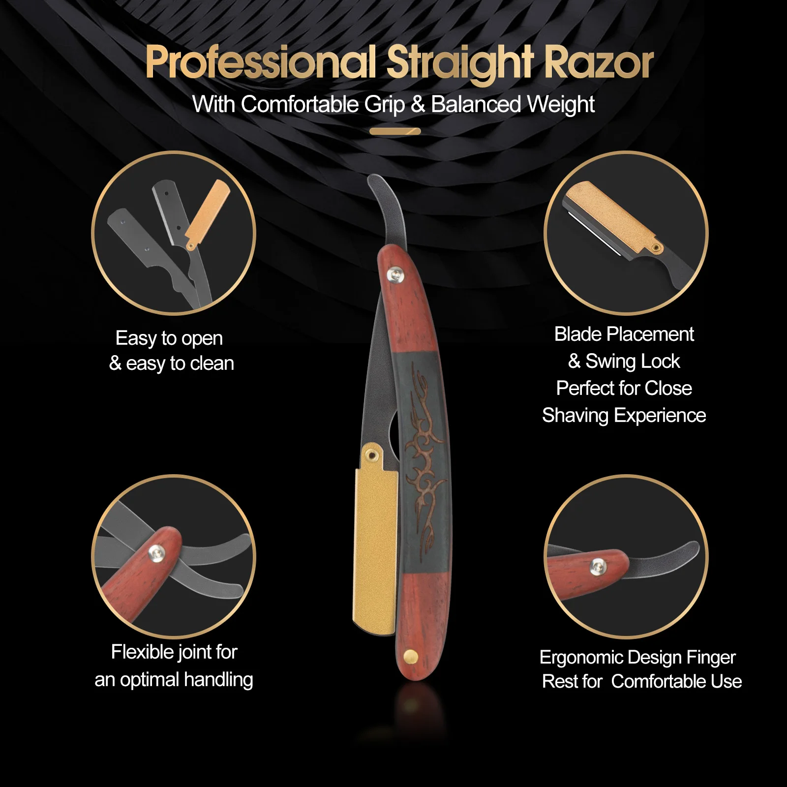 3 Styles Professional Manual Shaving Razor Men Red Acid Twig Wood Classic Knife Holder Folding Razor Holder Barber Accessories view 3