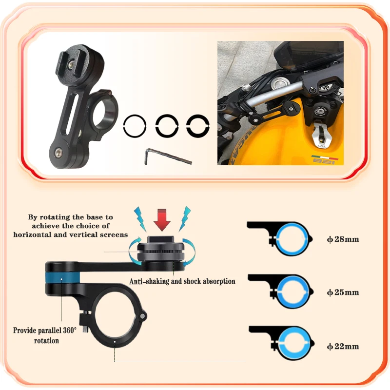Telefon Halterung für Motorrad Handy IPhone Halter RollerTelefon Ständer Quick Lock Unterstützung Universal Moto Halterung Mit Adapter – Detail 10
