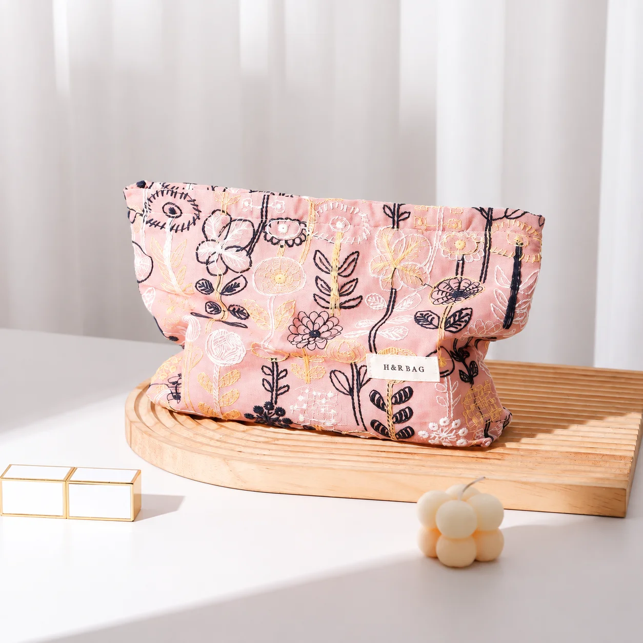 Cosmetic Bags Cases Floral Women Cosmetic Bag Cotton Linen Cosmetic Bag Multiple Sizes Available For Skincare Products Large