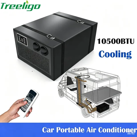 Treeligo 12V Car Portable Electric Air Conditioner 24V Integrated Built-in Air Conditioner with Remote Control for RV Camper
