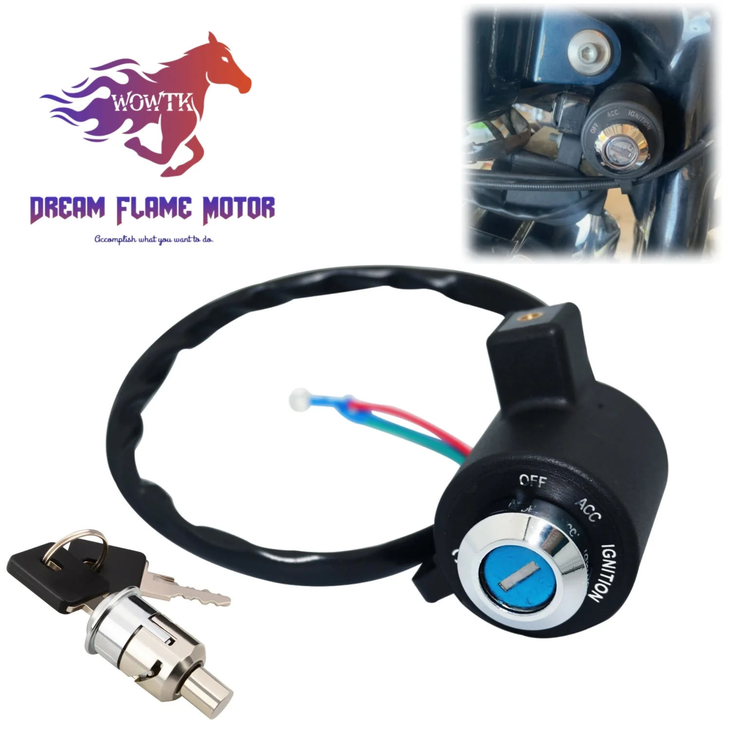 Motorcycle 3 Wires Ignition Switch Lock keys Set accessories Fit For Harley Sportster Iron 883 XL883 XL1200 1995-2003 2001 2002