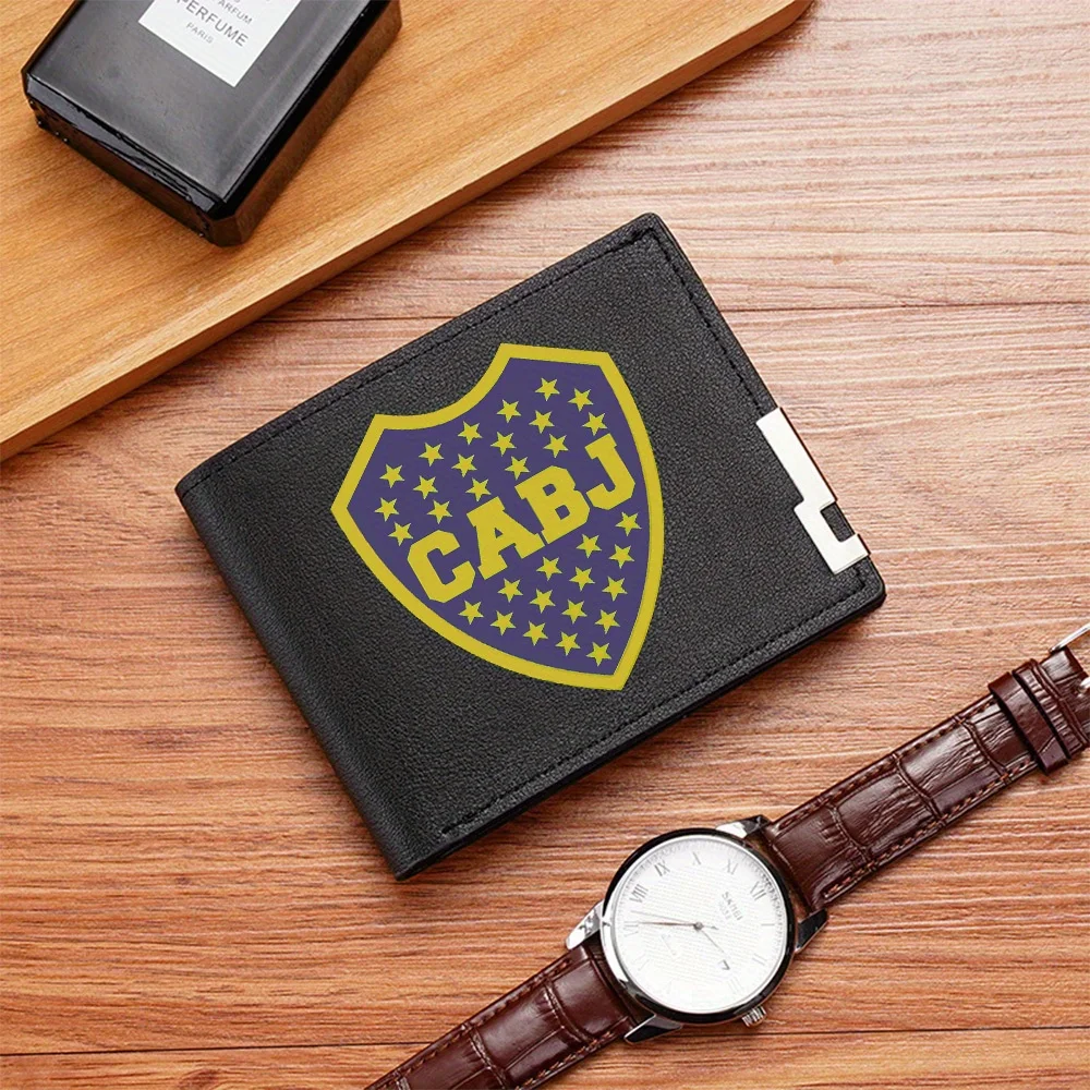 Shield stars bold CABJ letters yellow Men's Wallet Printing Design Simple Modern Stylish Business Father's Boyfriend's Christmas