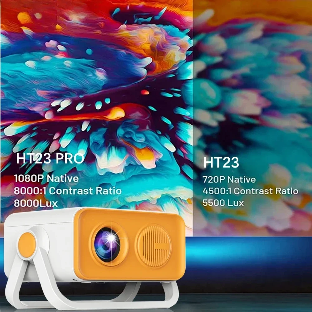 HT23 PRO Native Portable Projector 800ANSI 1080P Auto Focus Keystone Correction Android13 BT5.2 WIFI6 360° Home Cinema 2025