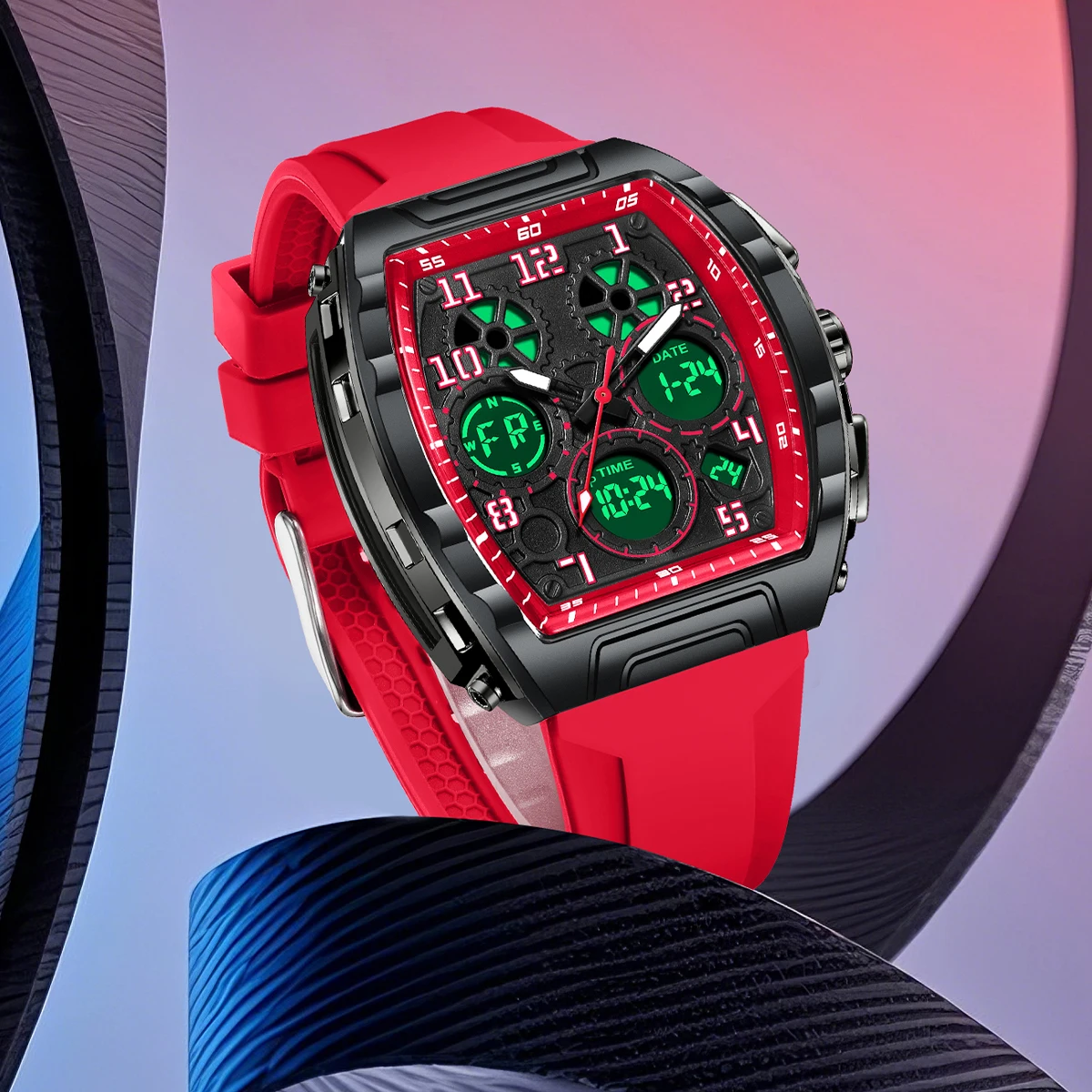 FOXBOX Men Military Digital Wrist Watches For Male Clock Dual Display Man Watch Sport Chronograph Luminous Silicone Watch Box