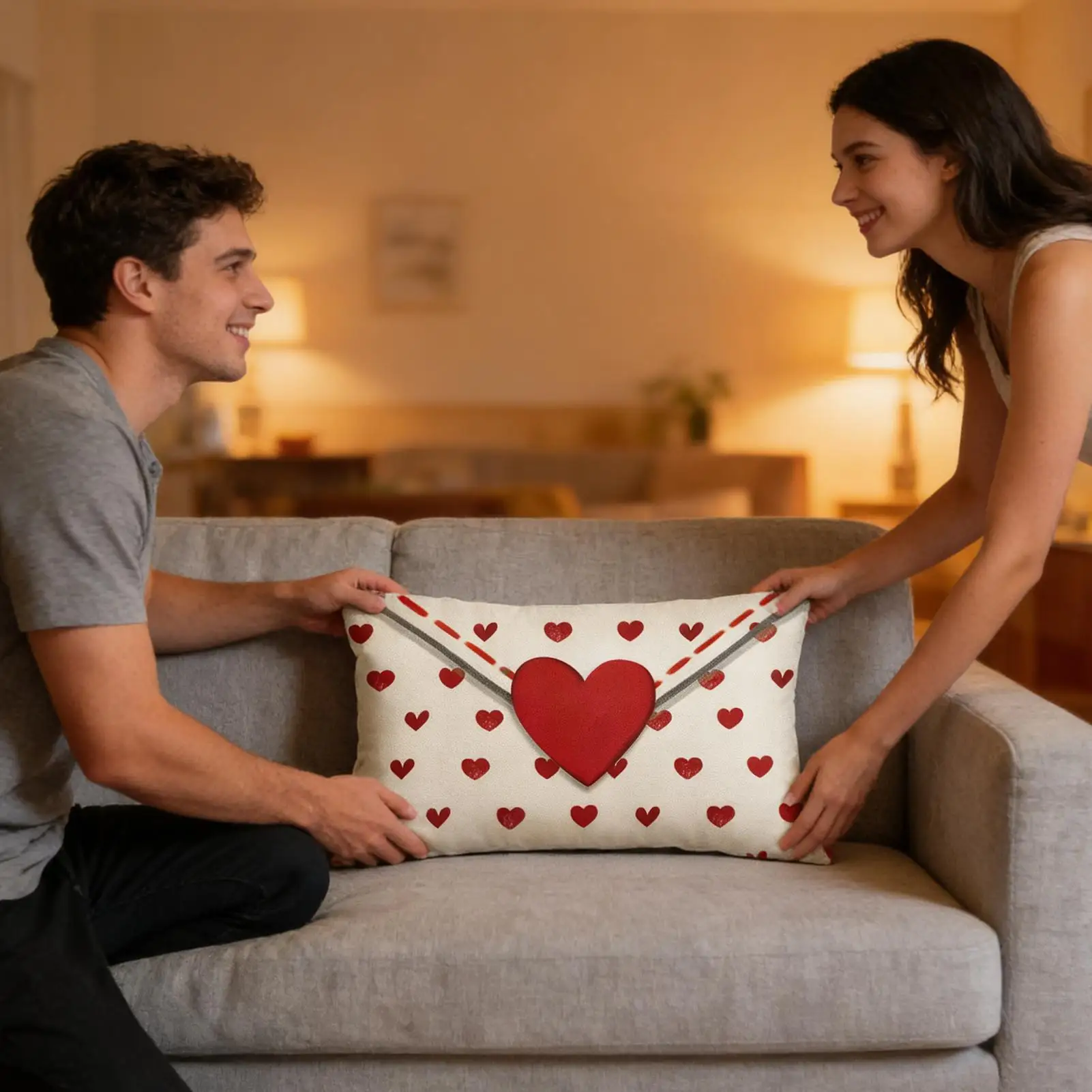 Pillow Case Red White Decorative Pillowcases Valentine's Day Envelope Throw Pillow Cover for Holiday Winter Home Bedroom Couch