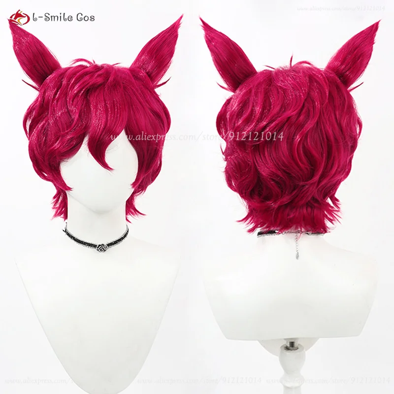 

LoL Heartsteel Sett Cosplay Wig Short Rose Curly Wig With Ear Heat Resistant Synthetic Wig Sett Anime Wig Cosplay + Wig Cap