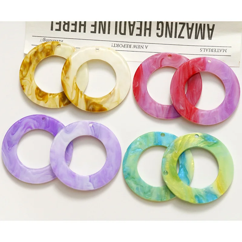 

Wholesale 50pcs/lot 35mm color print geometry rounds shape acrylic beads diy jewelry garment accessory