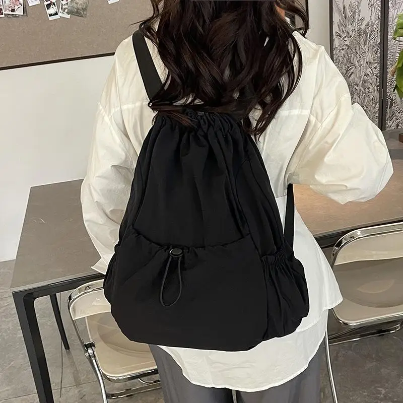 Fashionable Lightweight Drawstring Backpack Large-Capacity Foldable Sports Bag For School Books Outdoor Activities Travel