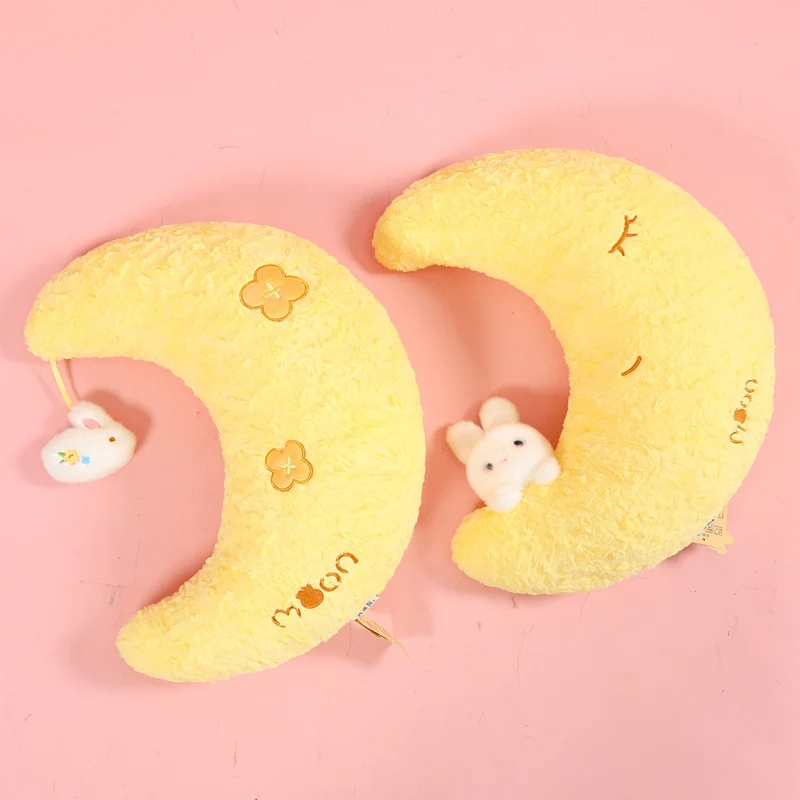 

﻿ Lovely Moon Sofa Living Room Bedside Cushion Plush Pillow Rabbit Pendant Sleeping Car Waist Cushion Soft Sofa Bed Decoration