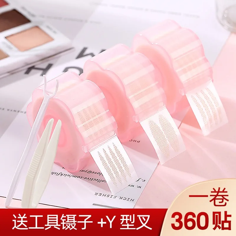 360PCS ธรรมชาติที่มองไม่เห็นสติกเกอร์ตาสองชั้นลูกไม้ CLEAR Beige STRIPES เทปตา Big Eyes ผู้หญิงแต่งหน้าเครื่องมือความงาม