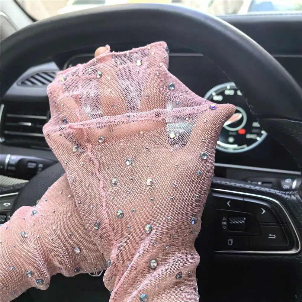 Süße Sonnenschutz Kristall Arm Ärmel Mesh Lange Ärmel Eis Seide Ärmel Atmungsaktive Hand Ärmel Sommer Arm Ärmel Für Frauen