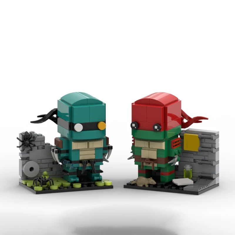 334pcs MOC Ninjia Turtles TMNT - 4 - BrickHeadz Raphael + Slash Model Toy Building Blocks Construction Christmas Gift Art 3D