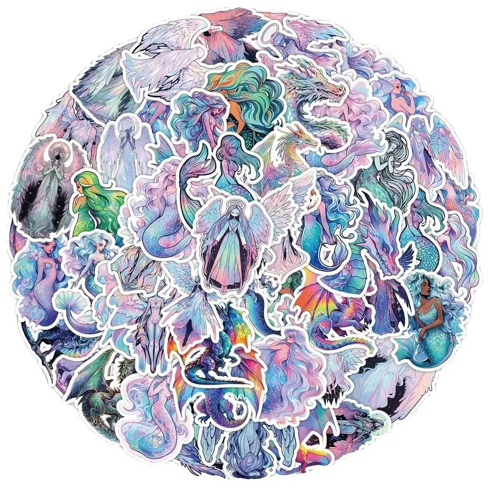 50PCS Neue Engel Meerjungfrau Aufkleber Doodle Cartoon Kreative Motorrad Wasser Tasse Auto Dekoration Wasserdicht