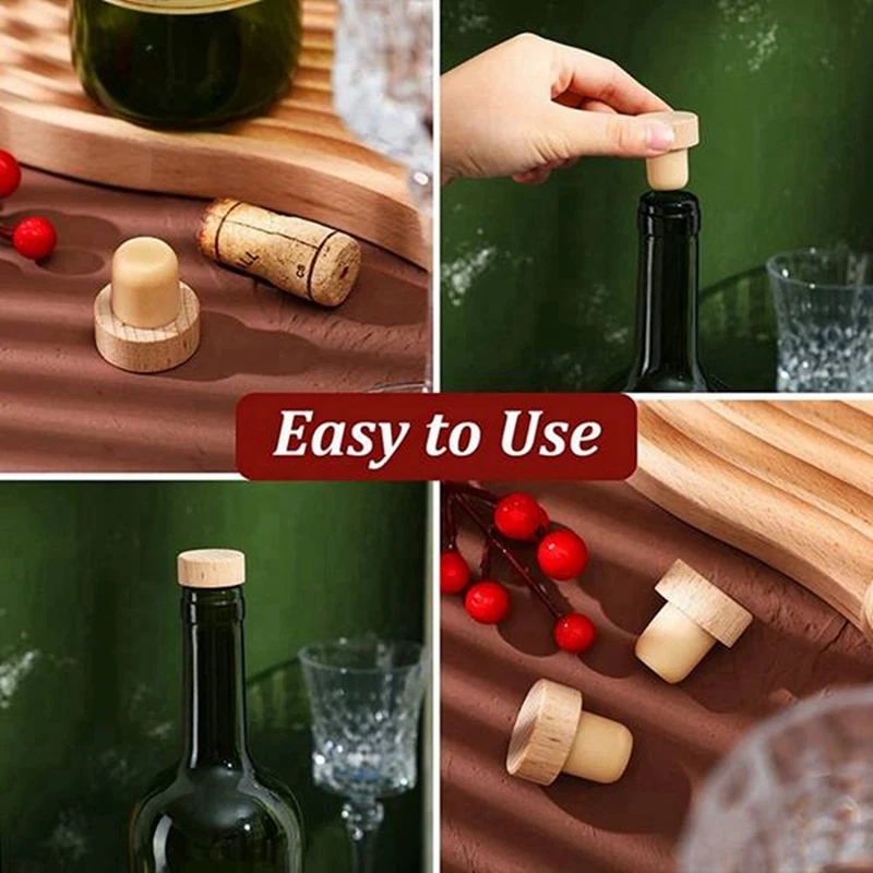 250Pc Wine Bottle Cork T Shaped Cork Plugs For Wine Cork Wine Stopper Reusable Wine Corks Wooden And Rubber Wine Stopper