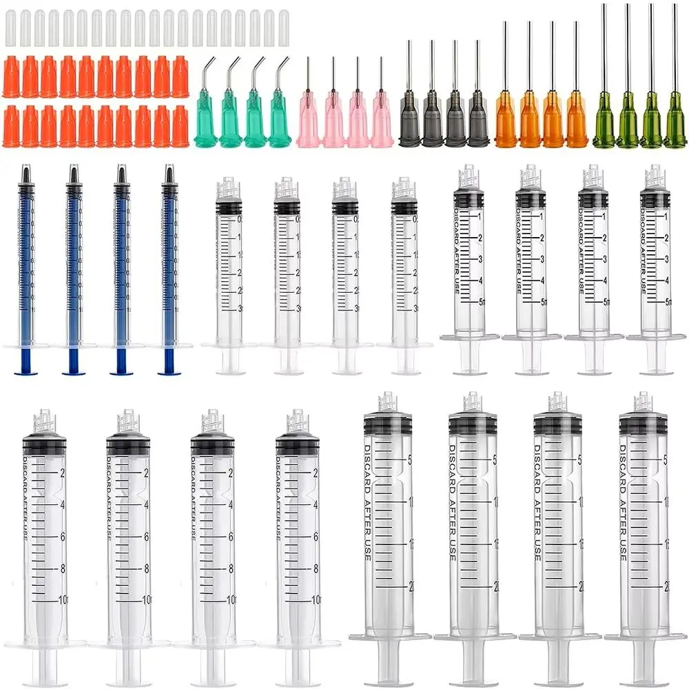 1 Satz mit 80 Stück Klebstoff-Applikatorspritzen mit stumpfer Nadelspitze und Kappe für Flüssigkeiten, Klebstoffe, Tinten, Parfüms und Lipgloss