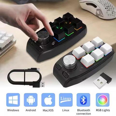 Mini 6 Key Keyboard Bluetooth Programmable Custom Keypad Wireless Shortcut Key Macro Keyboard Game Photoshop Mechanical Macropad