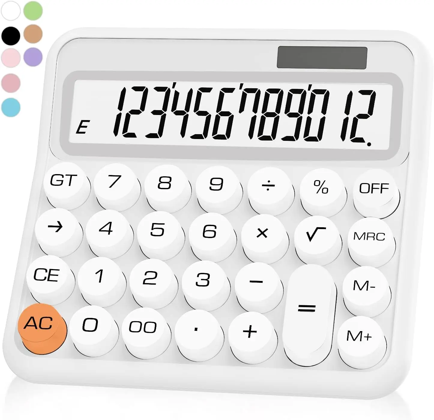 

White Standard Calculator with Large LCD Display and Big Buttons for Home, Office, School