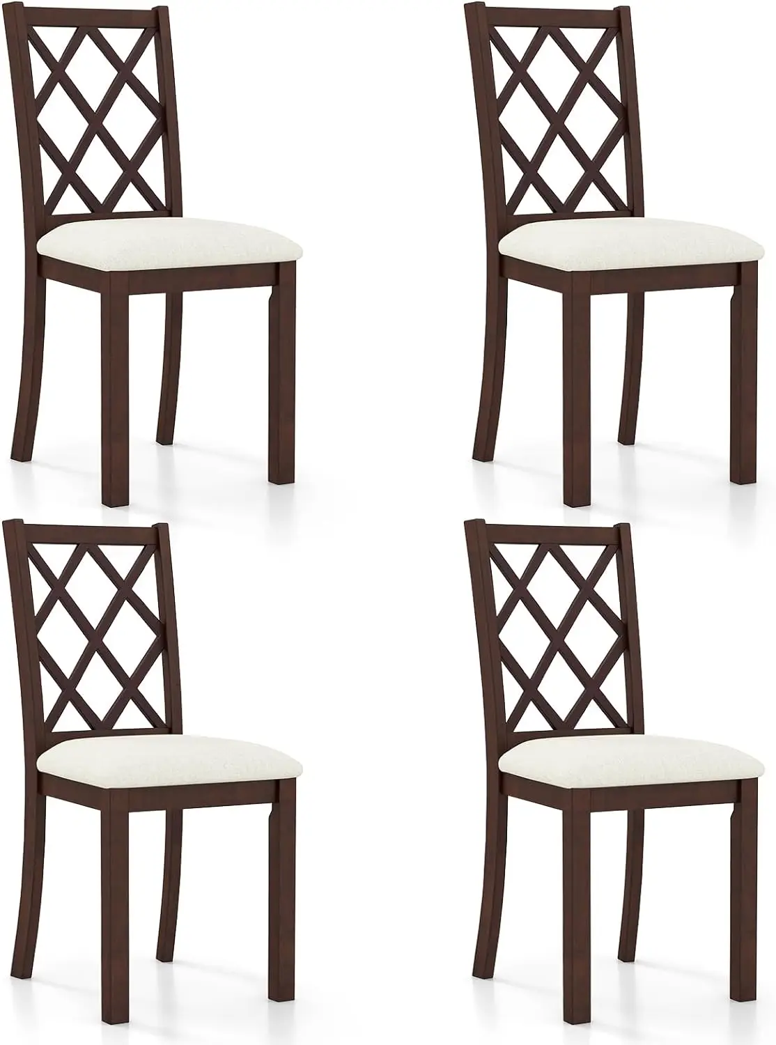 Giantex Wood Dining Chairs Set Of 4, Farmhouse Kitchen Chair With Rubber Wood Legs, Max Load 400 Lbs, Armless Wooden Dining