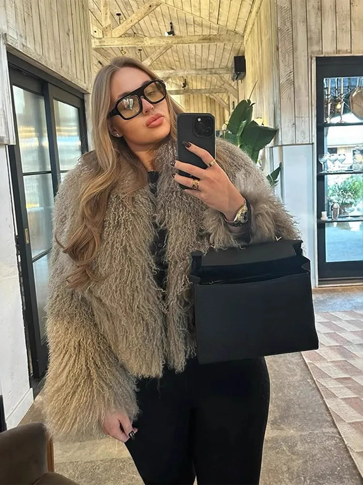

Winter KIDCRKJ Women's Artificial Fur Jacket Detailed Long Hair Thickened Faxu Fur Coat For Female Luxury Fluffy lady's Outwear