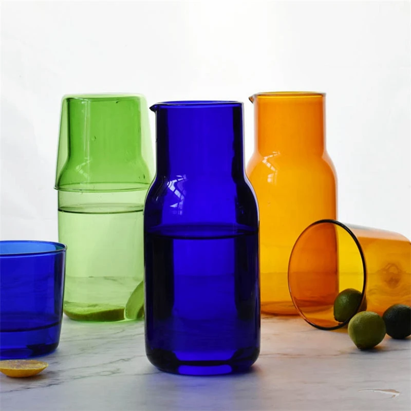 

AS633-прозрачный стеклянный набор чайных чашек ярких цветов, простая термостойкая чашка для питьевого сока с кувшином для чая, бутылка для воды