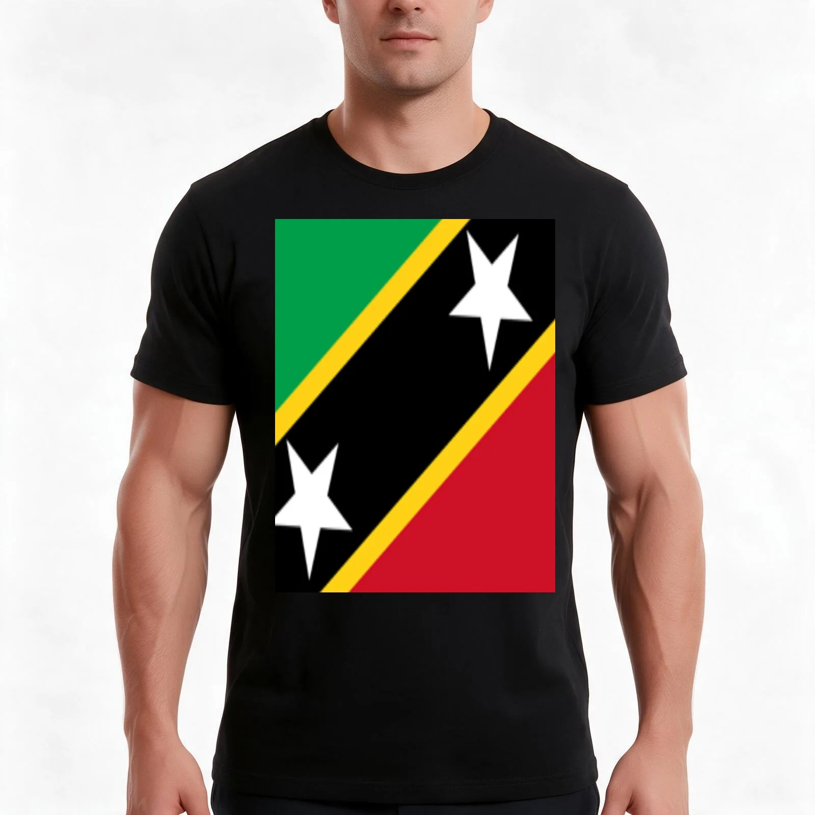 St. Kitts & Nevis T-Shirt, Summer Casual Cotton Tee, Oversized Streetwear Tops, Vintage Graphic Print, Loose Fit Short Sleeve