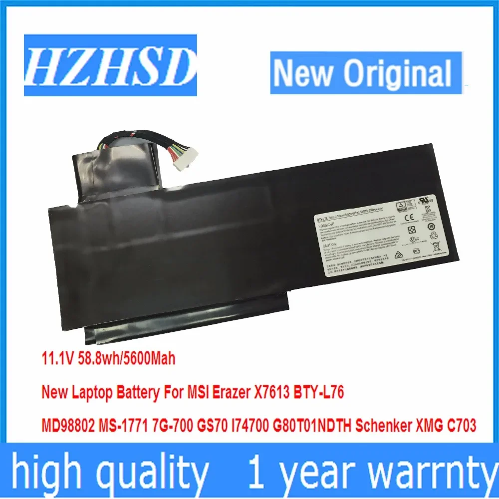 

11.1V 5600Mah New Original BTY-L76 Laptop Battery For MSI X7613 MD98802 MS-1771 GS70 I74700 G80T01NDTH