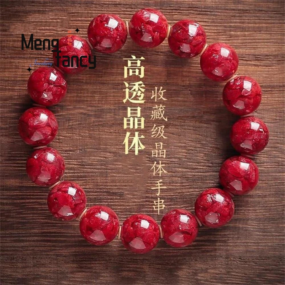 Highly Transparent Crystalline Sand High-content Cinnabar Couple's Bracelet Exquisite Fashion Jewelry Best Selling Holiday Gifts