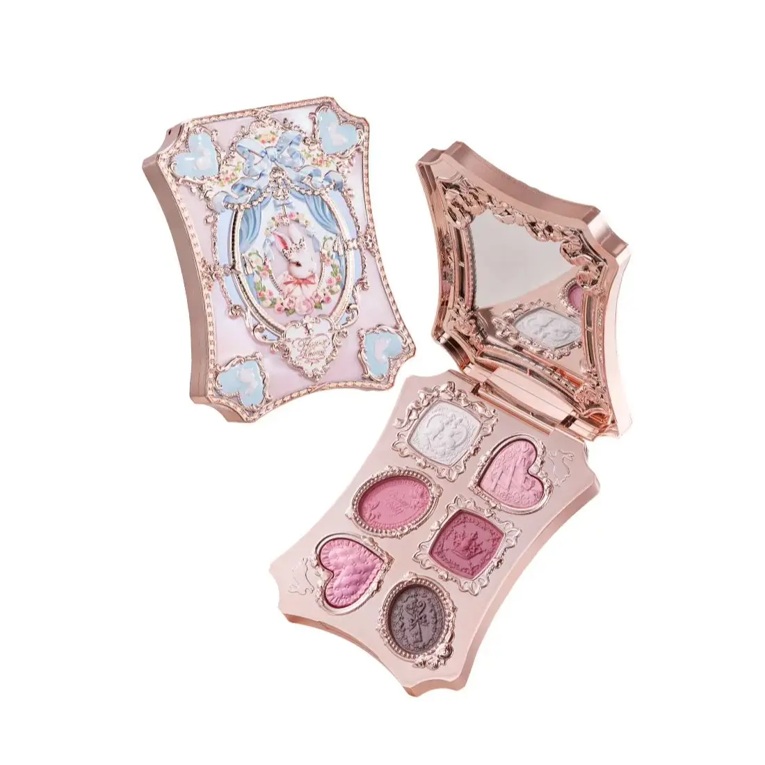 Flower Knows bunny Garden Matte Pearlescent Powder Fine 6 Color EyeShadow Contour Palette Long Lasting Makeup Glitter Eyeshadow