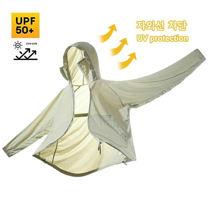 UPF50+ UV Protection Skin Jackets Men Summer Windbreaker Lightweight Windshield UV Blocking Jacket Quick-Drying Breathable Shirt