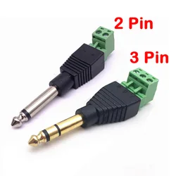 1PC 6.35mm Jack Audio Plug 2PIN 3Pin 1/4