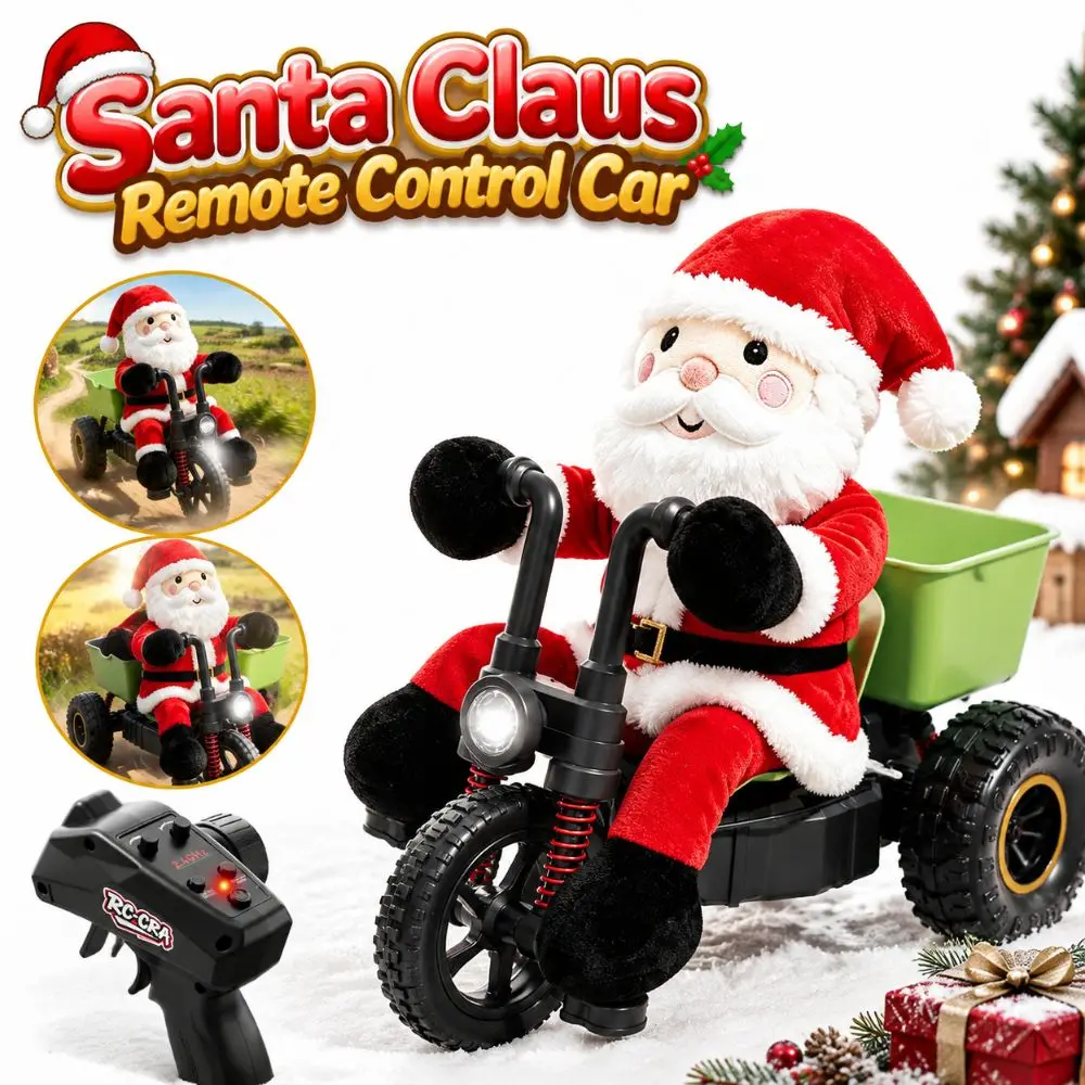 New Plastic Santa Claus Toy Car Santa Claus Doll Figure Cartoon RC Tricycle RC Stunt Trike Gift for Boys