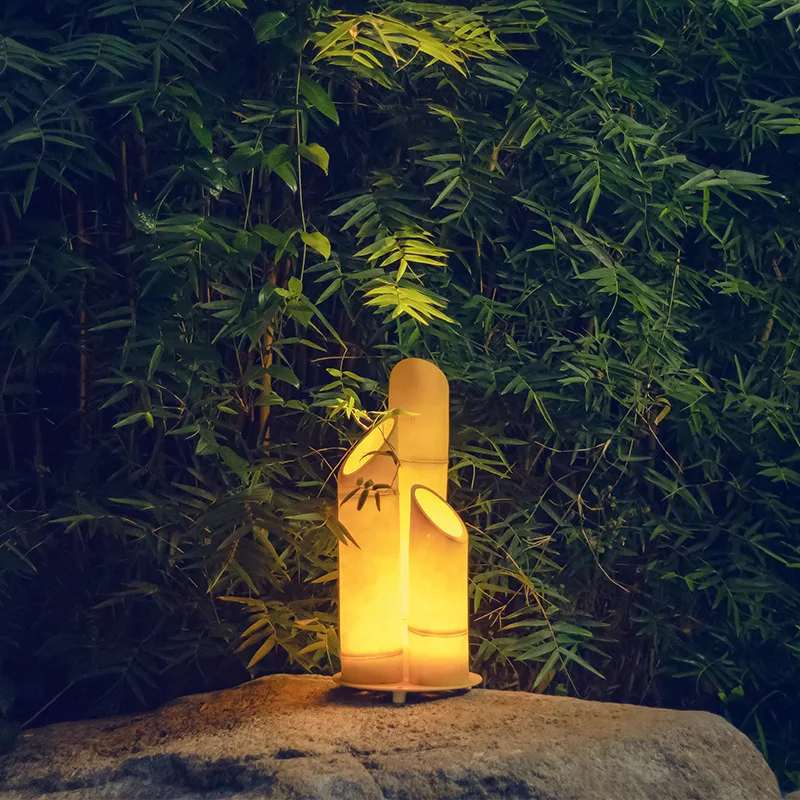 Luminous bamboo light Outdoor waterproof simulation FRP landscape light Bamboo bamboo shoot courtyard homestay lawn light