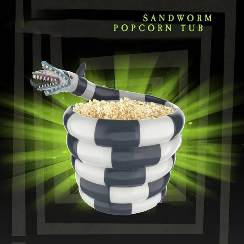 Fun Popcorn Bucket Sandworm Bucket, Horror Halloween Popcorn Bowl Collectibles Decoration Horror Theme Collectibles