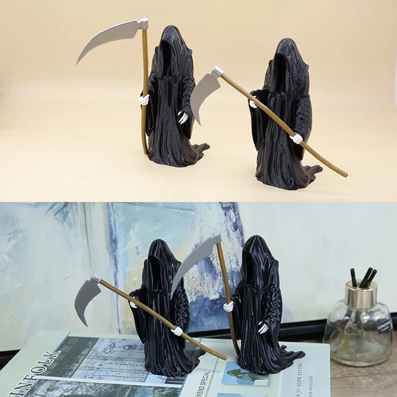 Nightcrawler Ornament Black Grim Reaper Statue Mini Devil Figurine Dollhouse Micro Landscape Decor Halloween Thrilling Robe