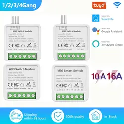 Tuya WiFi Smart Switch 1/2/3/4 Gang 2-way Control Light Breaker Mini DIY Switches Module Relay Smart Life For Alexa Google Home
