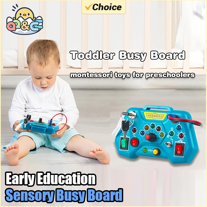 Children's Sensory Busy Board Activities Early Education Toys Buttons Switches Socket Led Lights Toys for Baby Birthday Kid Gift