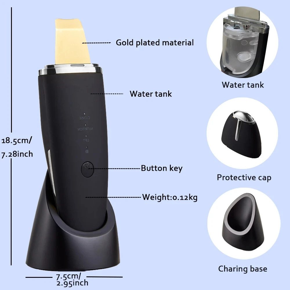 Épurateur de peau du visage ultrasonique professionnel, spatule vibrante pour le visage, dissolvant de points noirs, pelle propre, Machine à éplucher par Cavitation