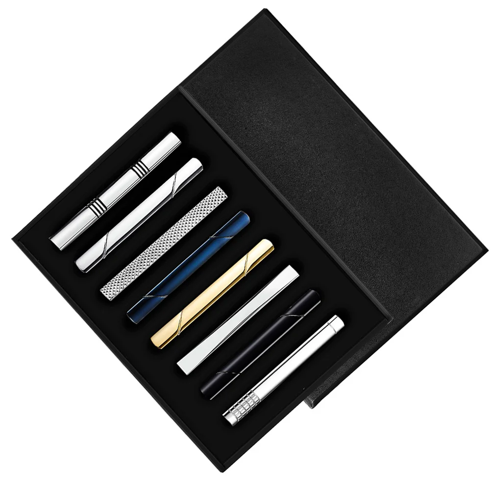 

8Pcs Men Tie Clip Set Copper Necktie Clamps Business Tie Bars Fashion Suit Accessories Necktie Clip Suit Decoration