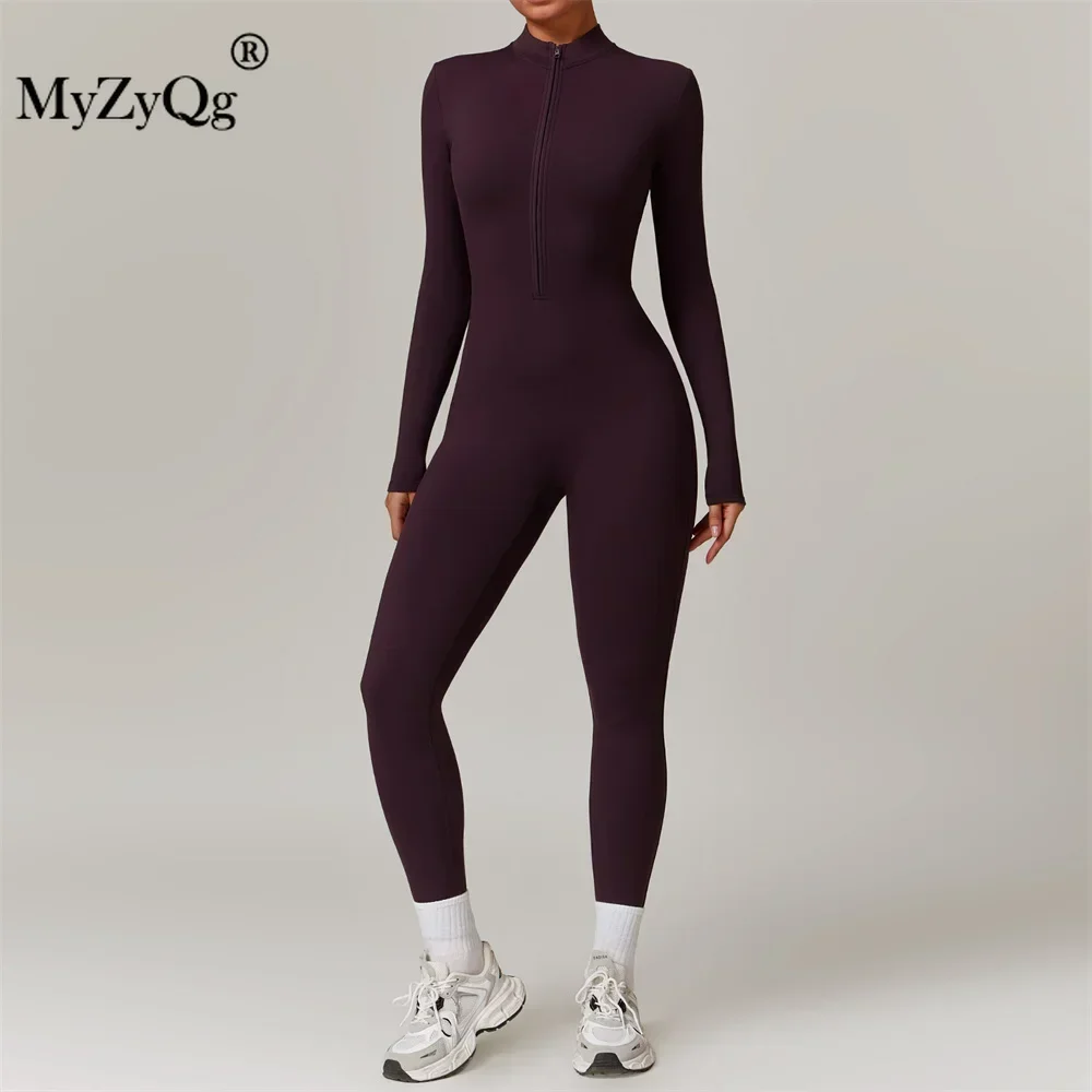 MyZyQg Women Winter Fleece Warmth One-piece Long Sleeve Zipper Jumpsuits Ballet Dance Aerial Warm Wear Fitness Sports Bodysuit