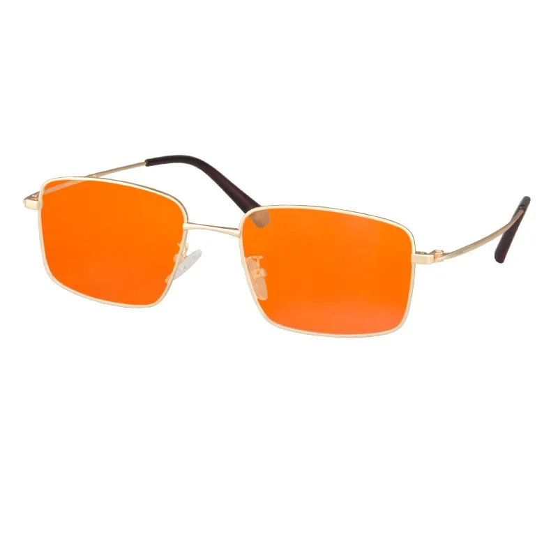 Blaulichtbrille für Herren, orangefarbene Linse, rote Linse, klare Linse, Metallbrille, Blaulichtschutz, blaues Licht blockierende Brille für Männer – Detail 7