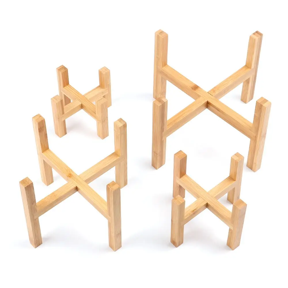 Bamboo Plant Wooden Rack Home Decoration Floor-Standing Wood Flowerpot Holder Flower Pot Base Bonsai Display Stand view 4