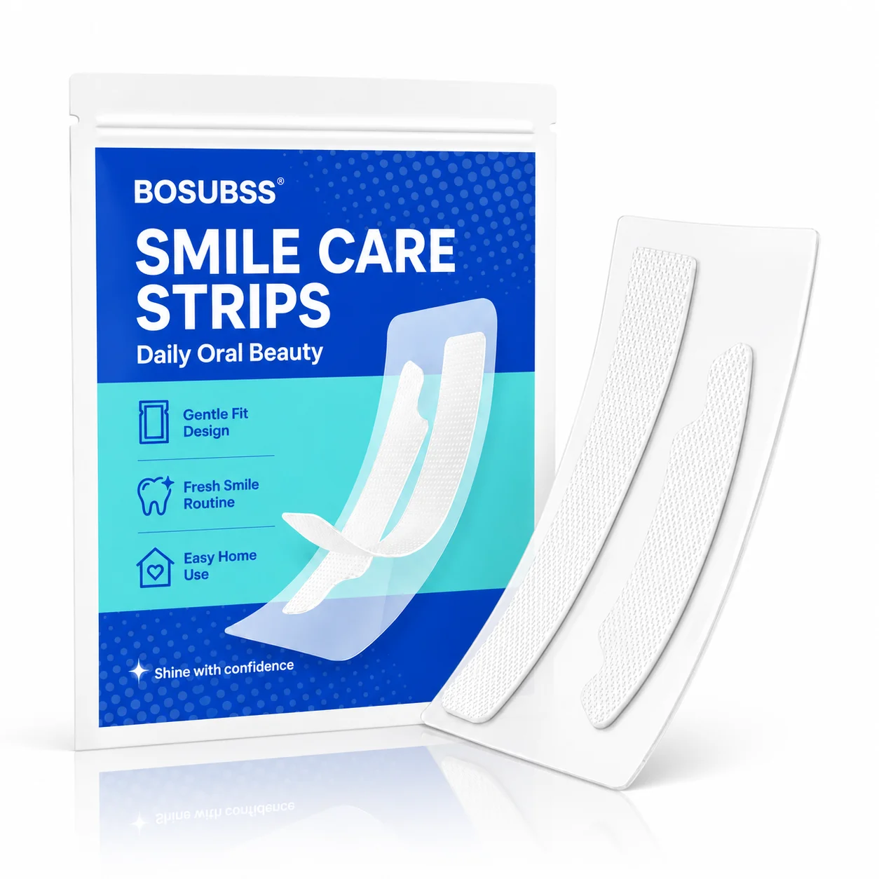 1Pair White Smile Care Strips, Upper and Lower Oral Beauty Strips with Flexible Fit, Easy-Peel Design for At-Home Smile Routi