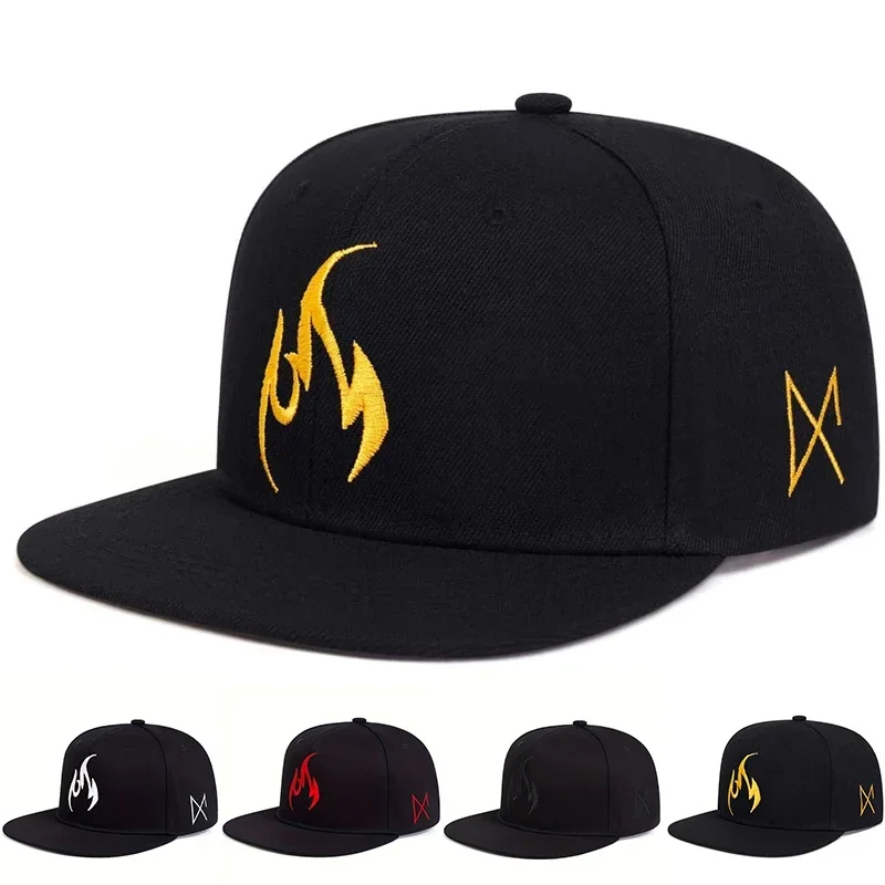 Unisex Flame Embroidery Hip-hop Hats Spring Autumn Outdoor Adjustable Casual Baseball Caps Trucker Caps Sunscreen Hat